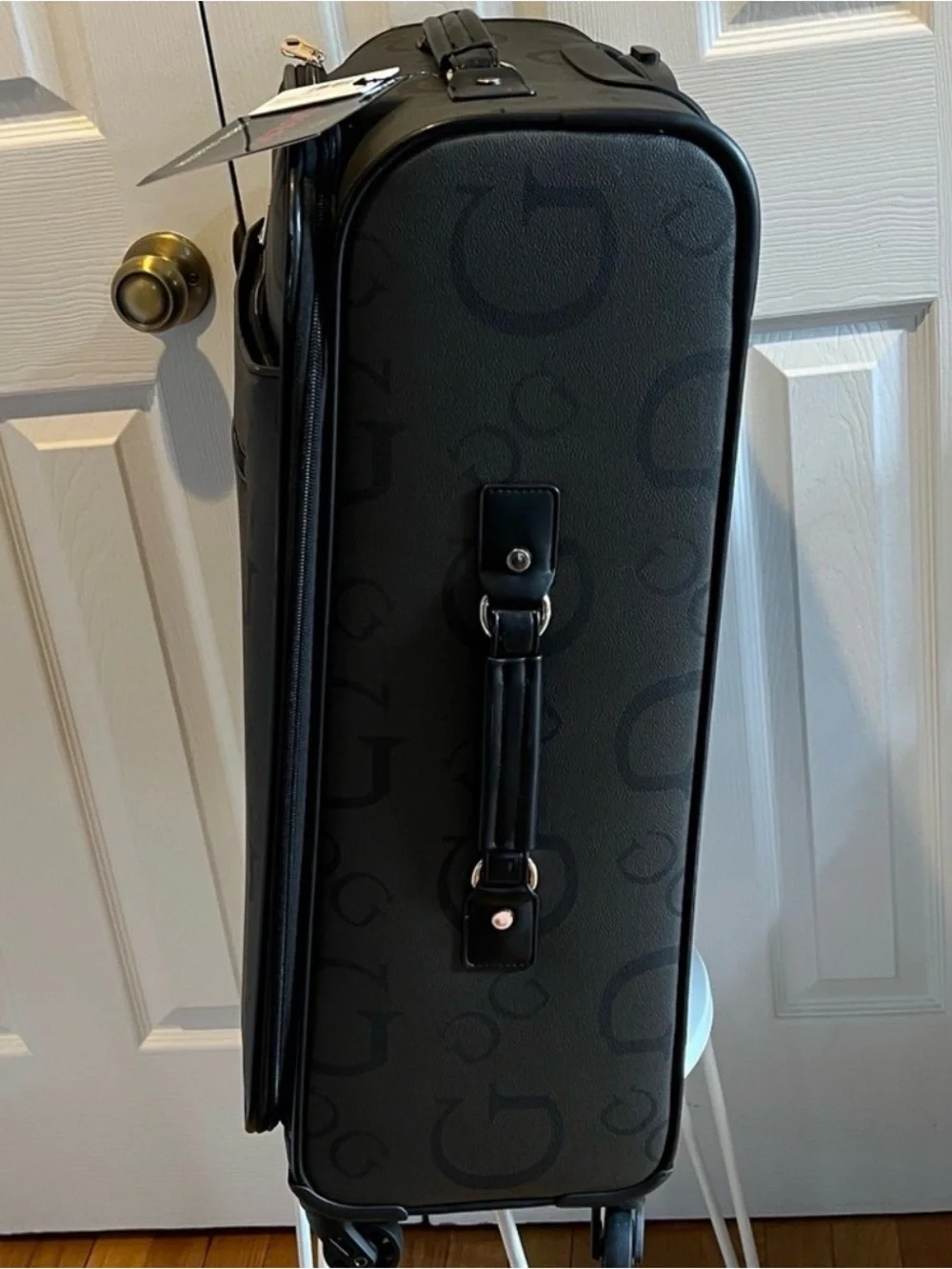 GUESS Logo Debossed Black Rolling Suitcase 24 “